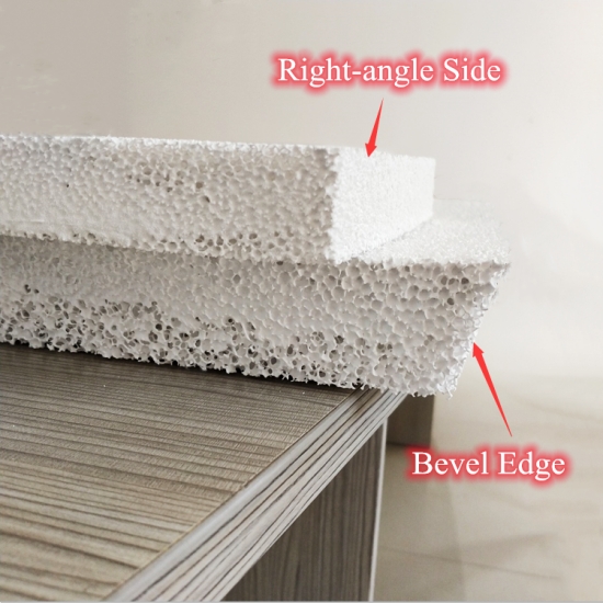 Right-angle side bevel edge with Expandable gasket asbestos hemming alumina ceramic foam filter plate