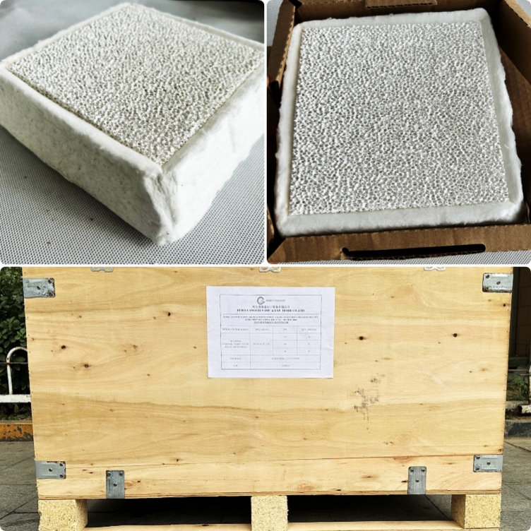 20X20X1.25inch 10/20/30ppi alumina foam filter plate for our Canada client
