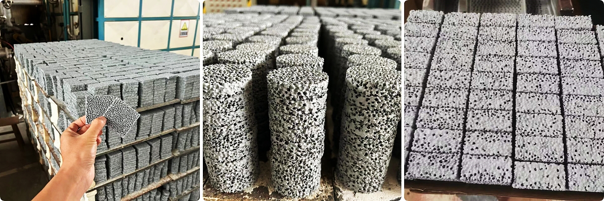 Silicon carbide ceramic foam filter filtration for large scale iron casting