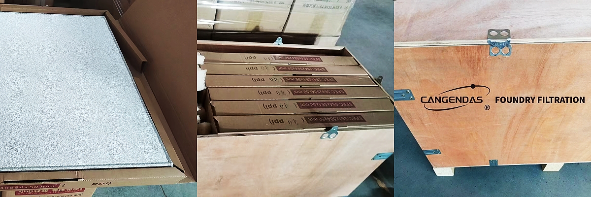 17x17x2 23x23x2 Alumina Ceramic Foam Filters export to Brazil Client 17x17x2 23x23x2 Alumina Ceramic Foam Filters export to Brazil Client