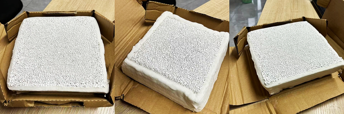 17x17x2 23x23x2 Alumina Ceramic Foam Filters export to Brazil Client 17x17x2 23x23x2 Alumina Ceramic Foam Filters export to Brazil Client