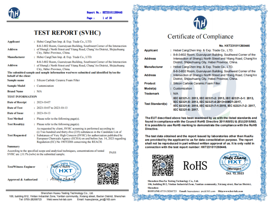 Customized Special Shapes of SIC Ceramic Foam Filters for Cast Iron
