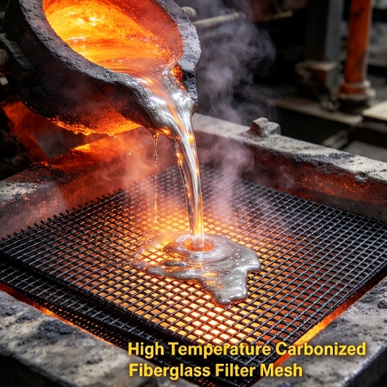 Carbonized Fiberglass Filter Mesh For Molten Aluminum Filtration Smokeless Low Gas