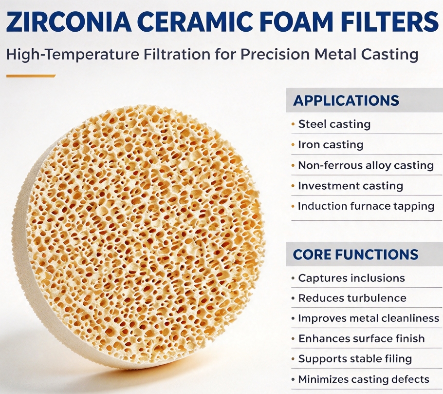Zirconia Ceramic Foam Filters for Steel and Alloy Casting Filtration Zirconia Ceramic Foam Filters for Steel and Alloy Casting Filtration