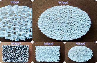 Three Materials For Ceramic Foam Filters from 10-50ppi