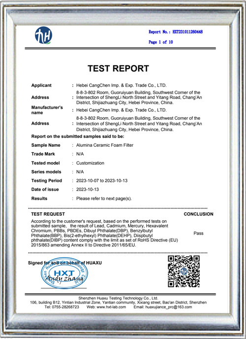 ROHS REPORT-ALUMINA