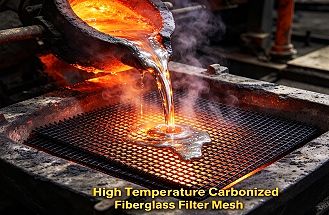 Carbonized Fiberglass Filter Mesh For Molten Aluminum Filtration Smokeless Low Gas